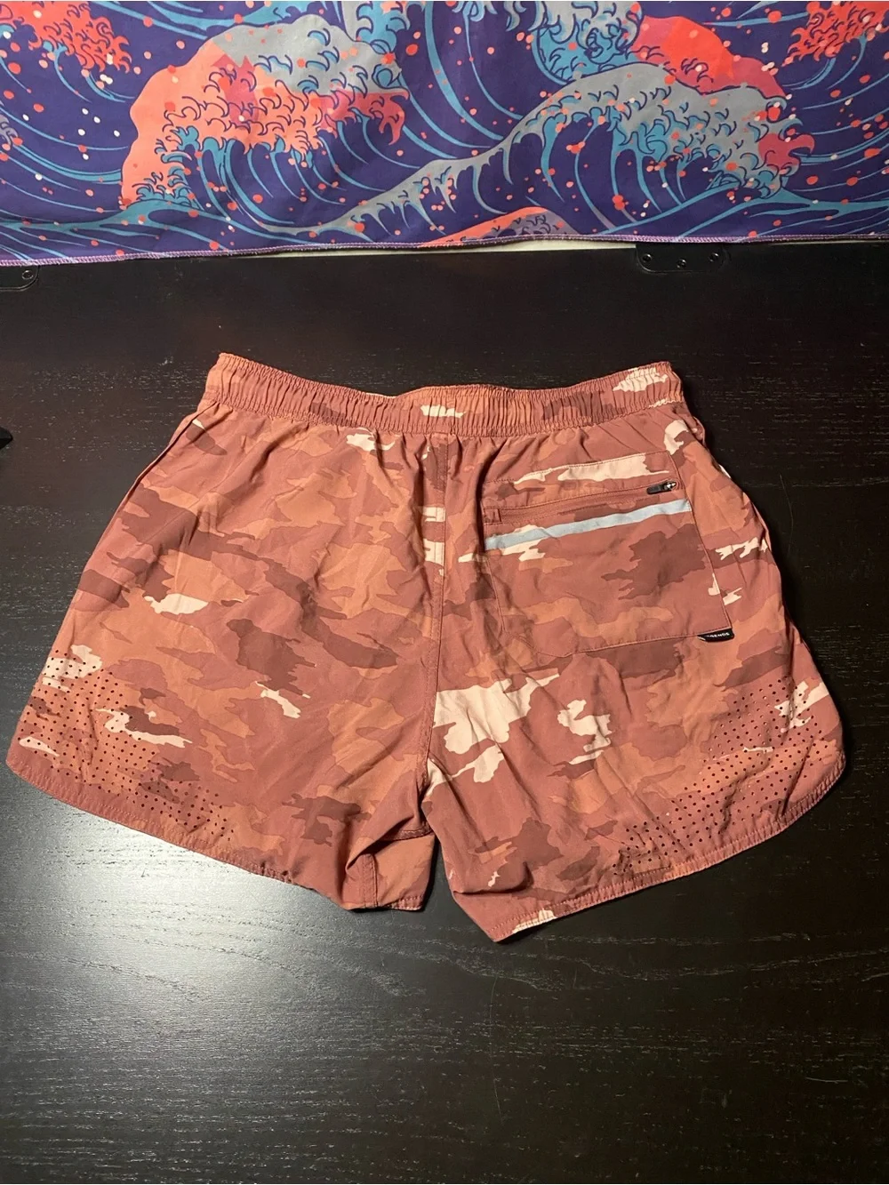 Men's Rust Camo Athletic Shorts with Drawstring - Picture 7 of 8